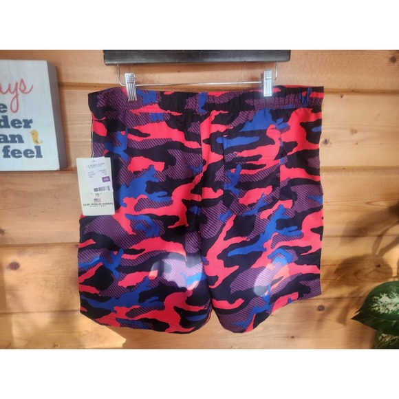 US Polo Assn Swim Trunk‎ Shorts Mens XXL 2XL Blue Red Camo - Picture 6 of 6